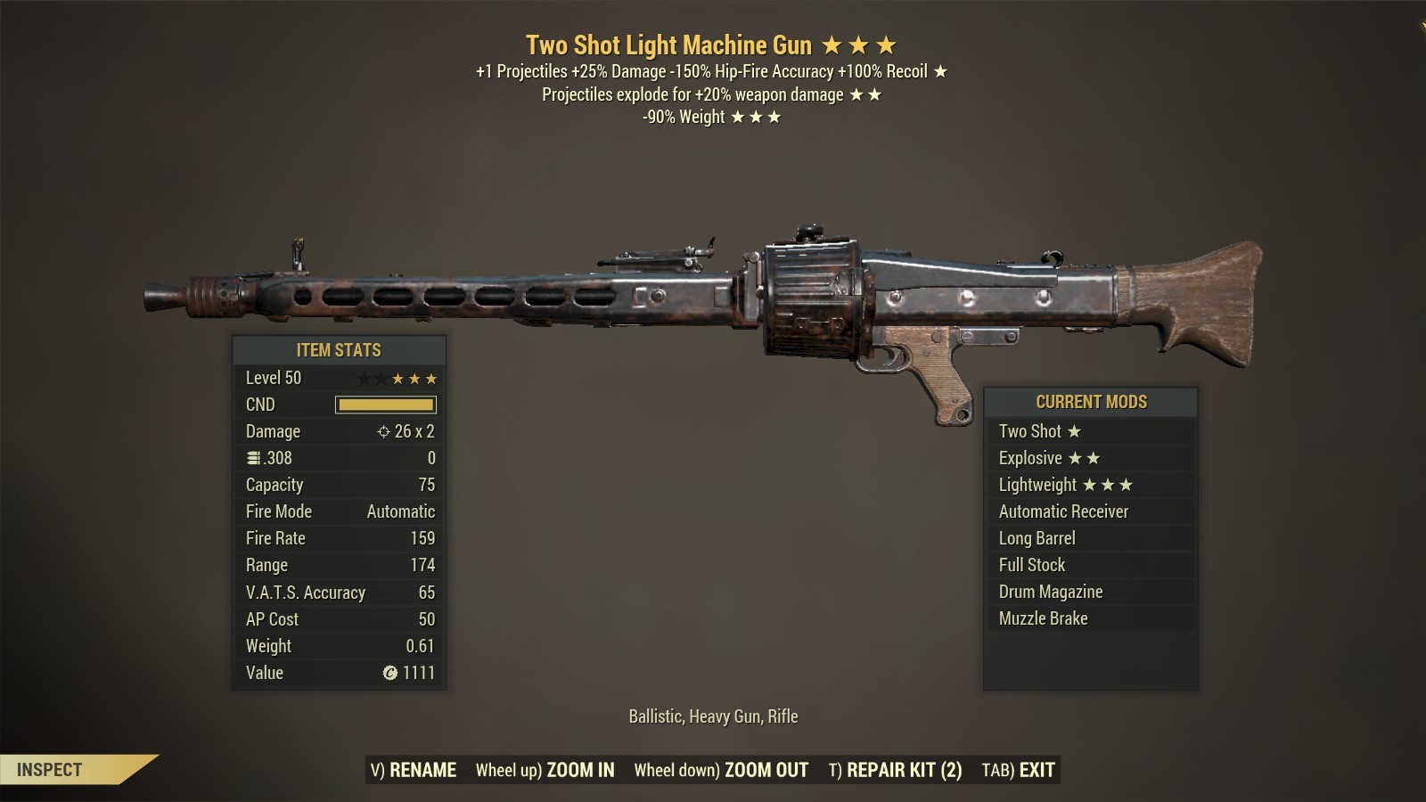 Two Shot【Explosive + Lightweight】Light Machine Gun